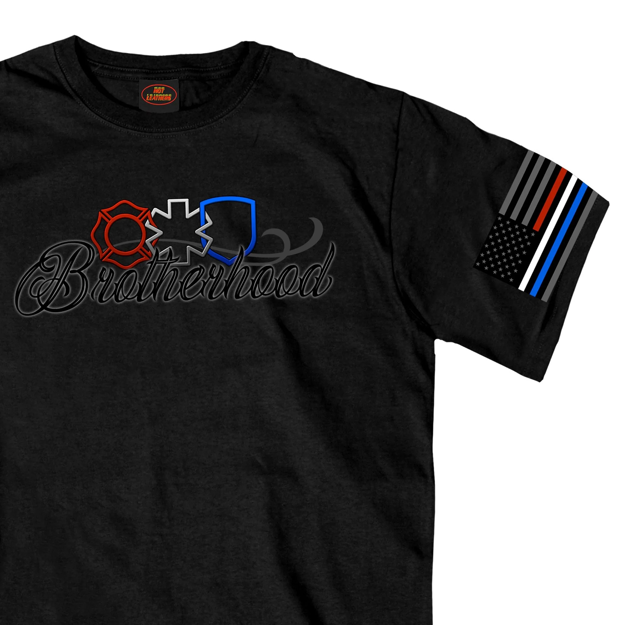 Smooth Hot Leathers GMD1451 Men’s ‘Brotherhood of First Responders Eagle’ Black T-Shirt Recyclable