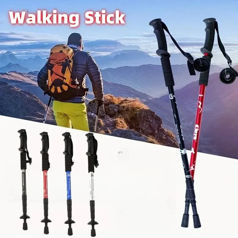 Practical Ultralight Foldable Trekking Poles Shock-Absorbing 53-110cm Green