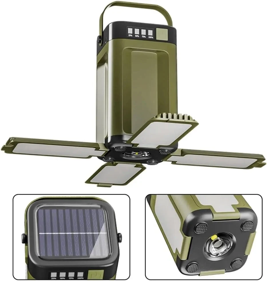 Modern 4-Leaf Foldable Solar Camping Lantern LED Rechargeable Effective