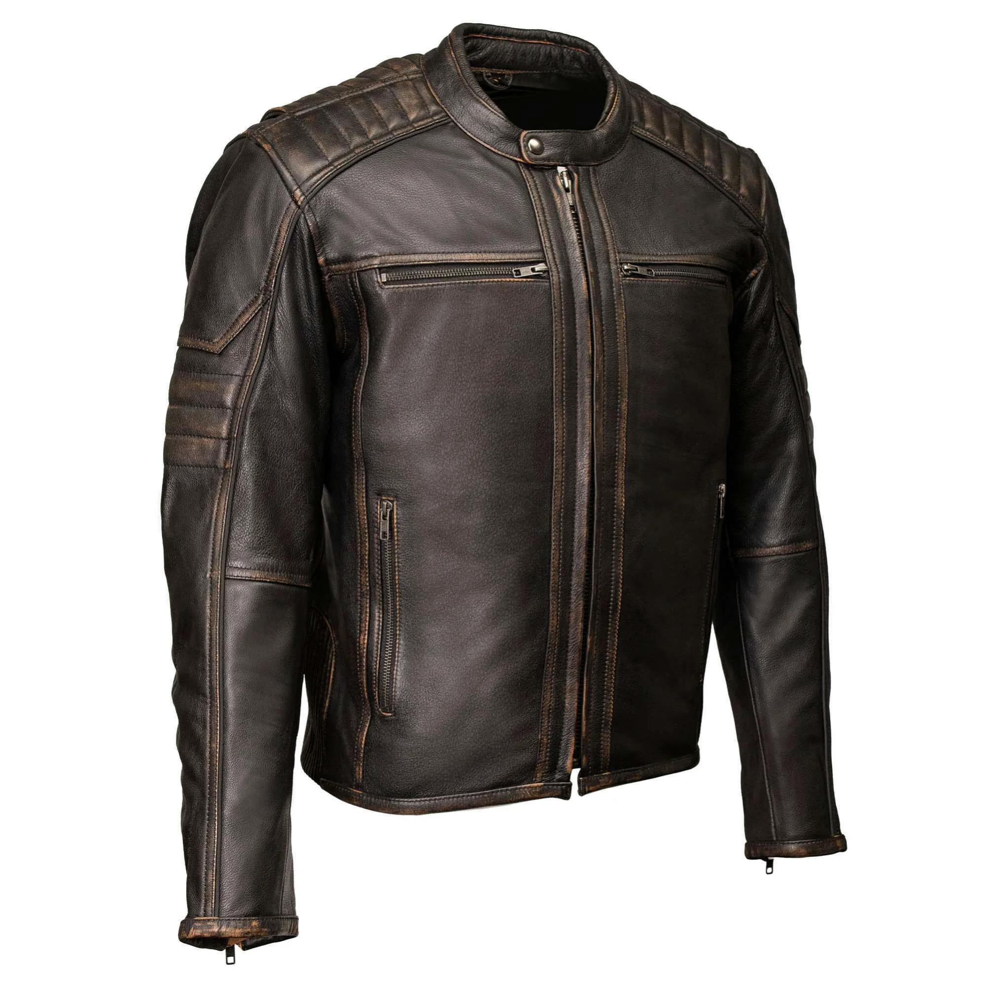 Efficient MMCC Men’s Anarchy Brown Leather Motorcycle Jacket – MMC10004 High-Grade