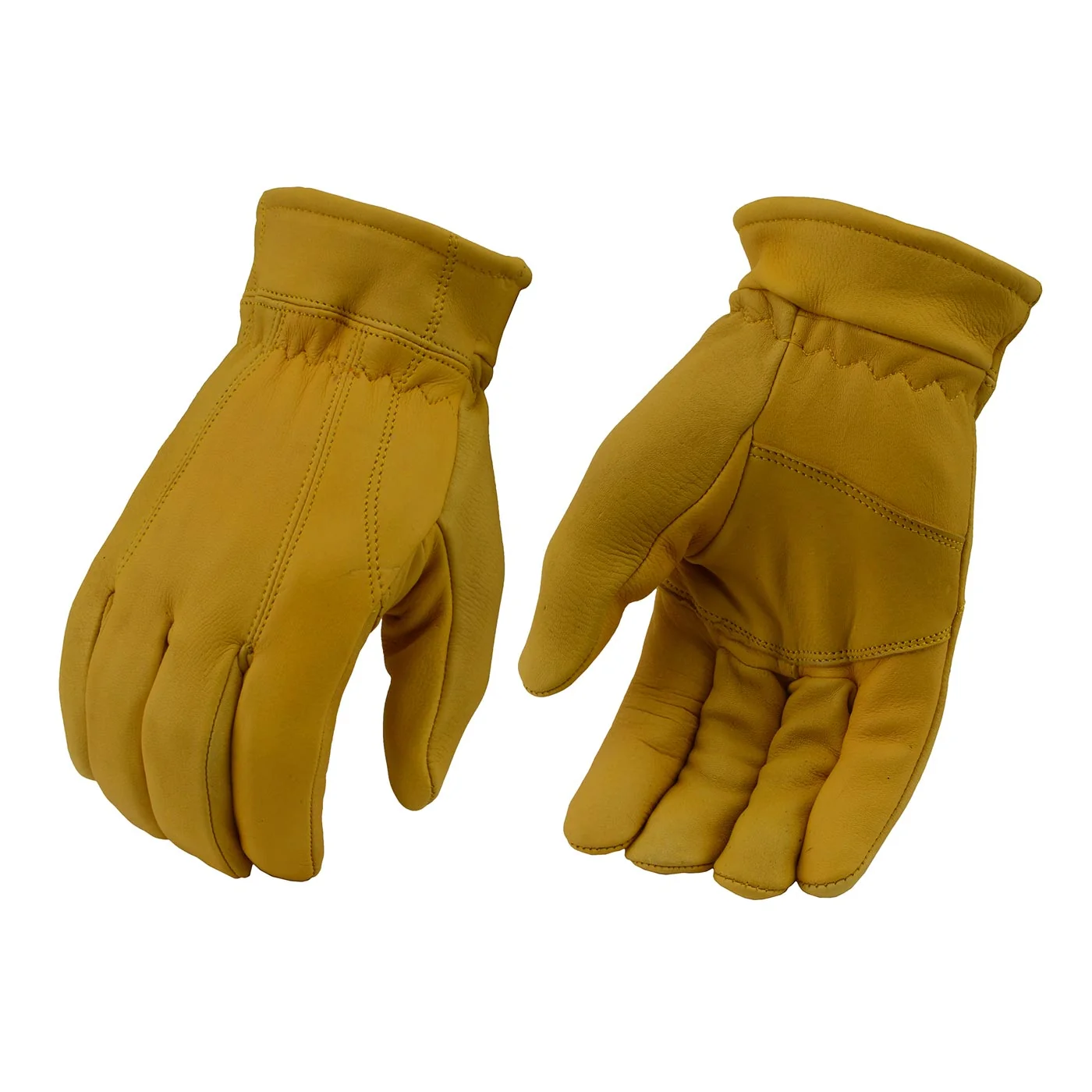 Original Milwaukee Leather Men’s Deerskin Leather Gloves – Yellow Lined Lightweight Elastic Wrist – MG7542 Minimalist