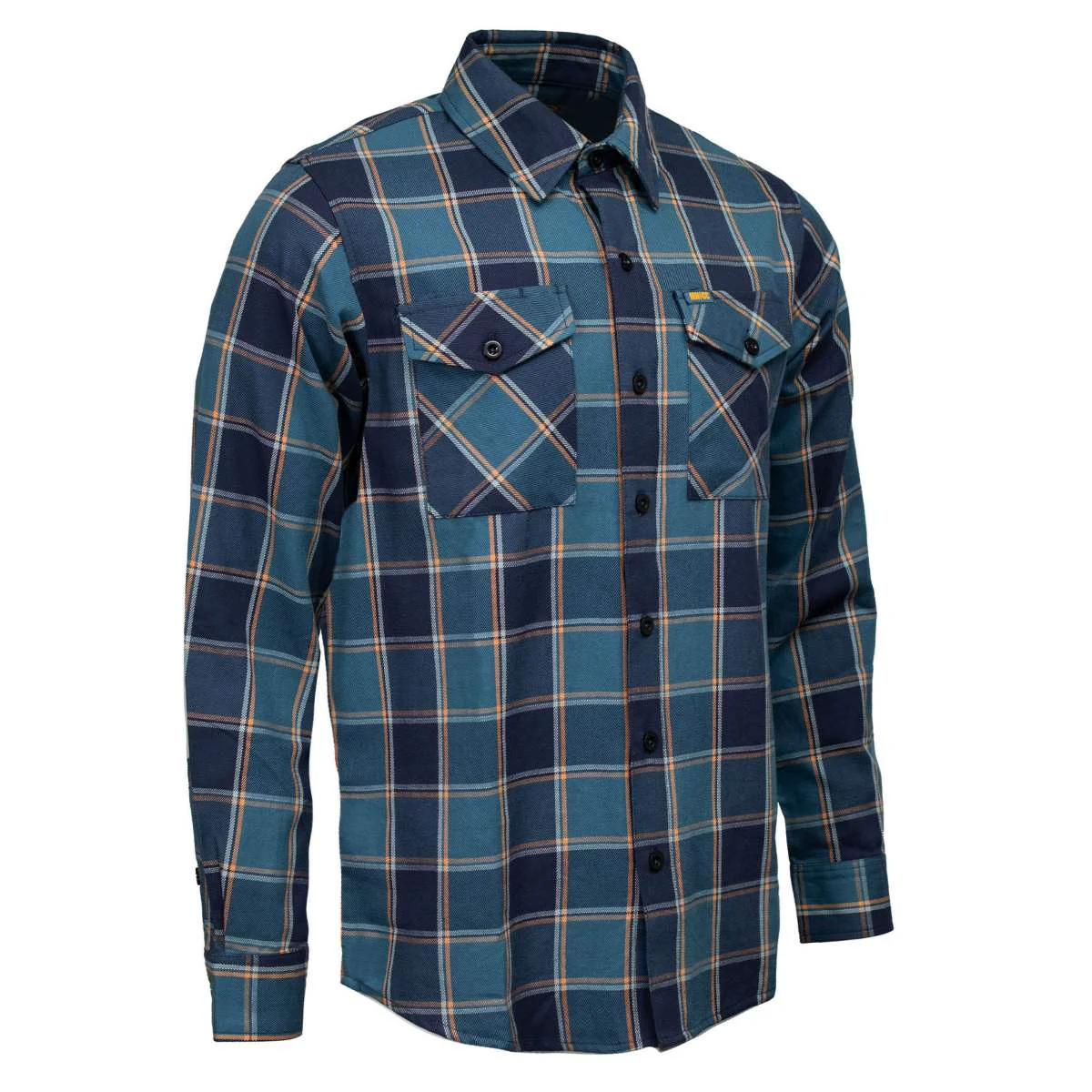 Dependable MMCC Men’s The Kraken Blue Orange Cotton Long Sleeve Flannel Shirt – MMC11600MMC11600 The Kraken Men’s Cotton Flannel Fine Crafted