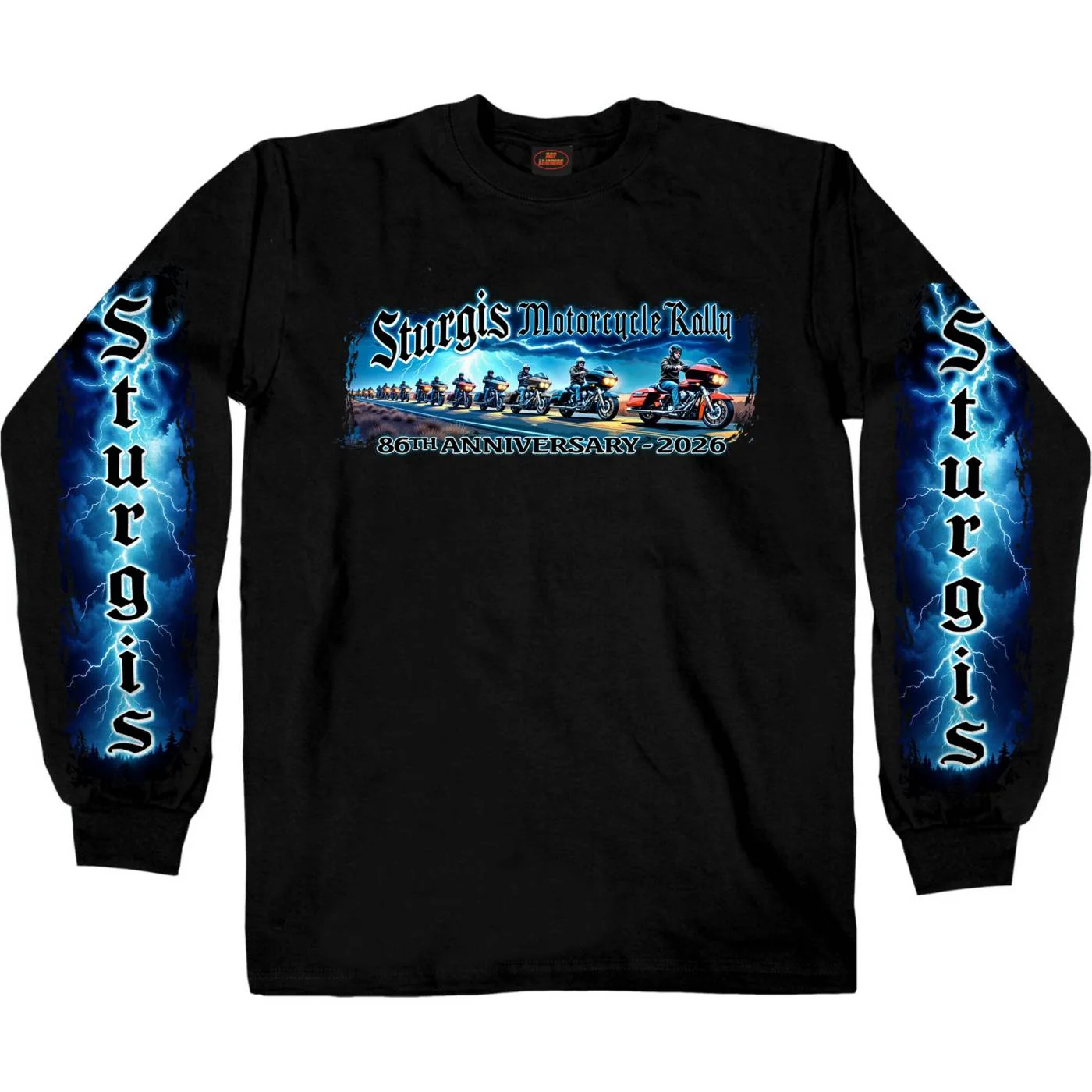 Genuine 2026 Men’s Sturgis Motorcycle Rally Eagle Storm Black Long Sleeve Shirt – SPB2132 Solid