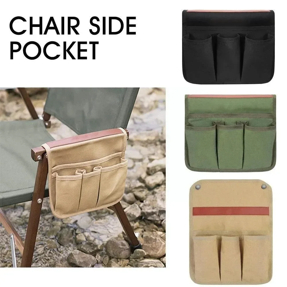 Innovative Bolsillo lateral para silla de exterior – Bolsa colgante portátil con reposabrazos para camping barbacoa jardinería y pesca – Bolsa de almacenamiento resistente al desgaste Stylish