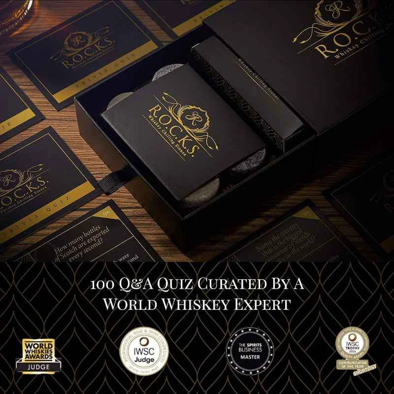 Enhanced Whiskey Stones Trivia Game Set for Chilling Drinks and Fun Dependable