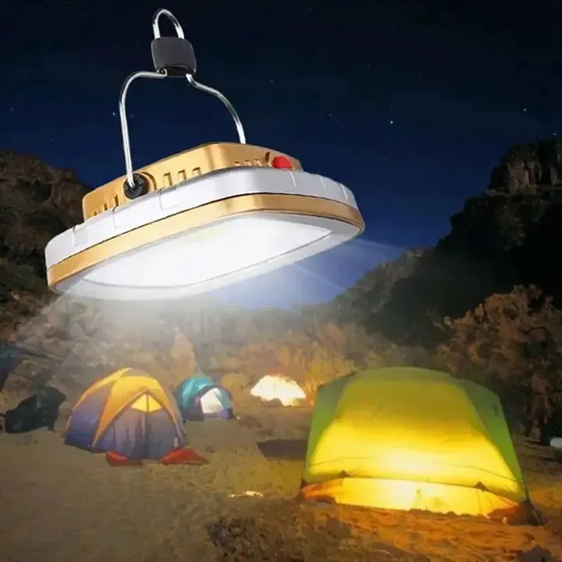 Original Design Linternas de camping COB lámpara solar para tienda de campaña – Lámpara portátil con gancho para colgar y batería recargable por USB Reusable
