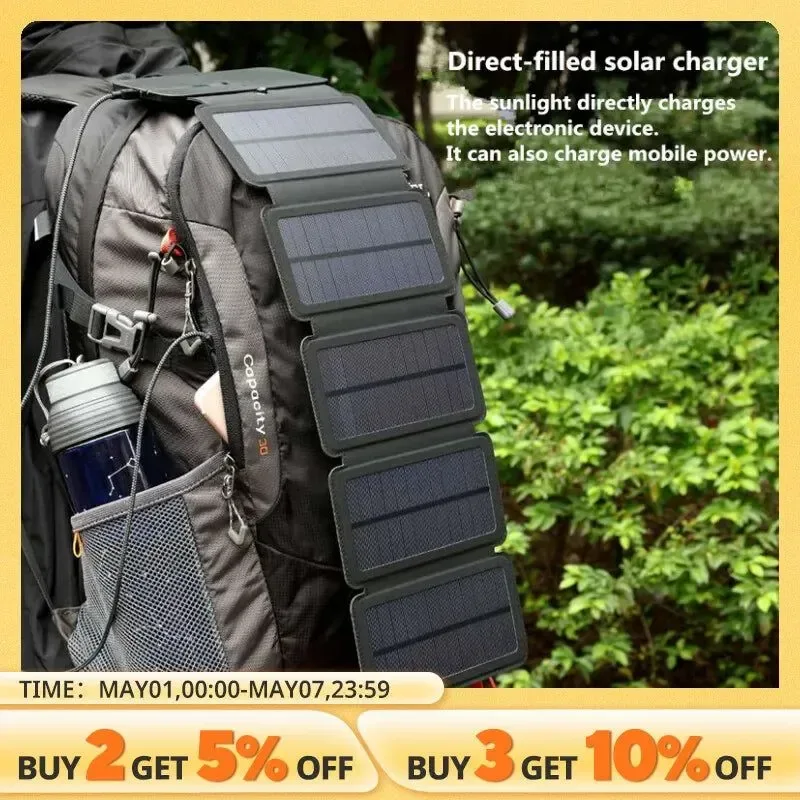 Versatile Panel de carga solar portátil multifuncional para exteriores plegable 5 V 1 A dispositivo de salida USB herramienta de camping salida de alta potencia. Selected