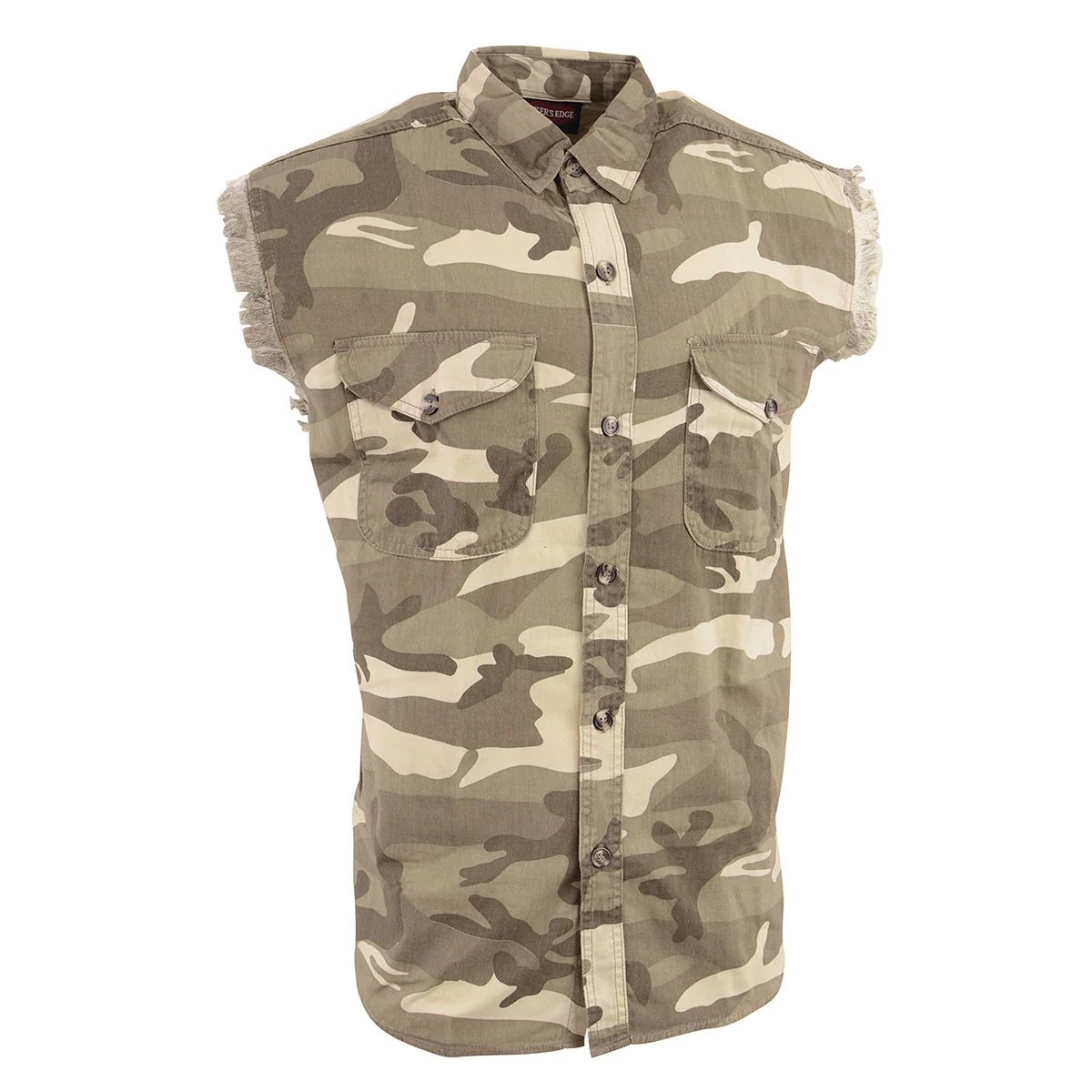 Contemporary Milwaukee Leather DM4009 Men’s Sand Lightweight Denim Shirt with with Frayed Cut Off Sleeveless Look High-Quality