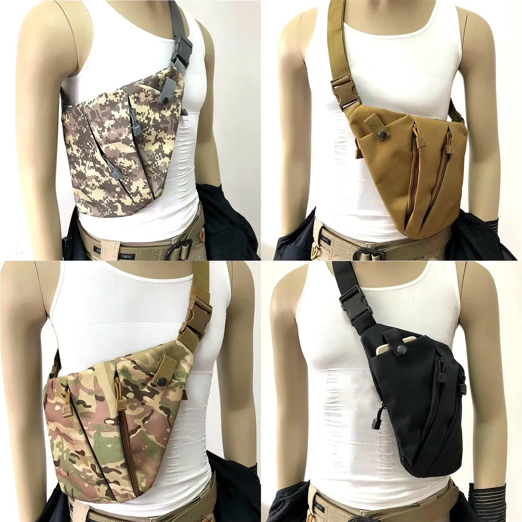 Premium Material Bolso de hombro táctico militar – Mochila bandolera de nailon para actividades al aire libre Versatile