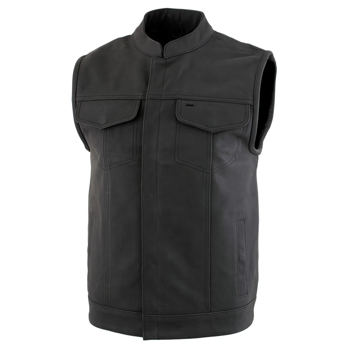 Original Milwaukee Leather Men’s Barrage Flat Black Leather Motorcycle Club Style Vest – LKM3790 Environmentally Friendly