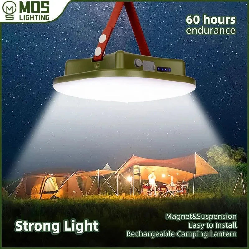 Stylish Linterna de camping portátil recargable iluminación LED versátil para aventuras al aire libre Secure