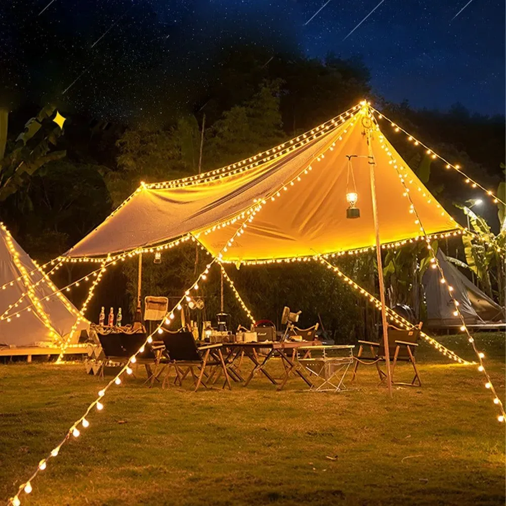 Fine Guirnalda de luces de cristal con forma de globo impermeable y alimentada por USB lámpara de camping para exteriores i para tiendas de campaña y patios. Practical