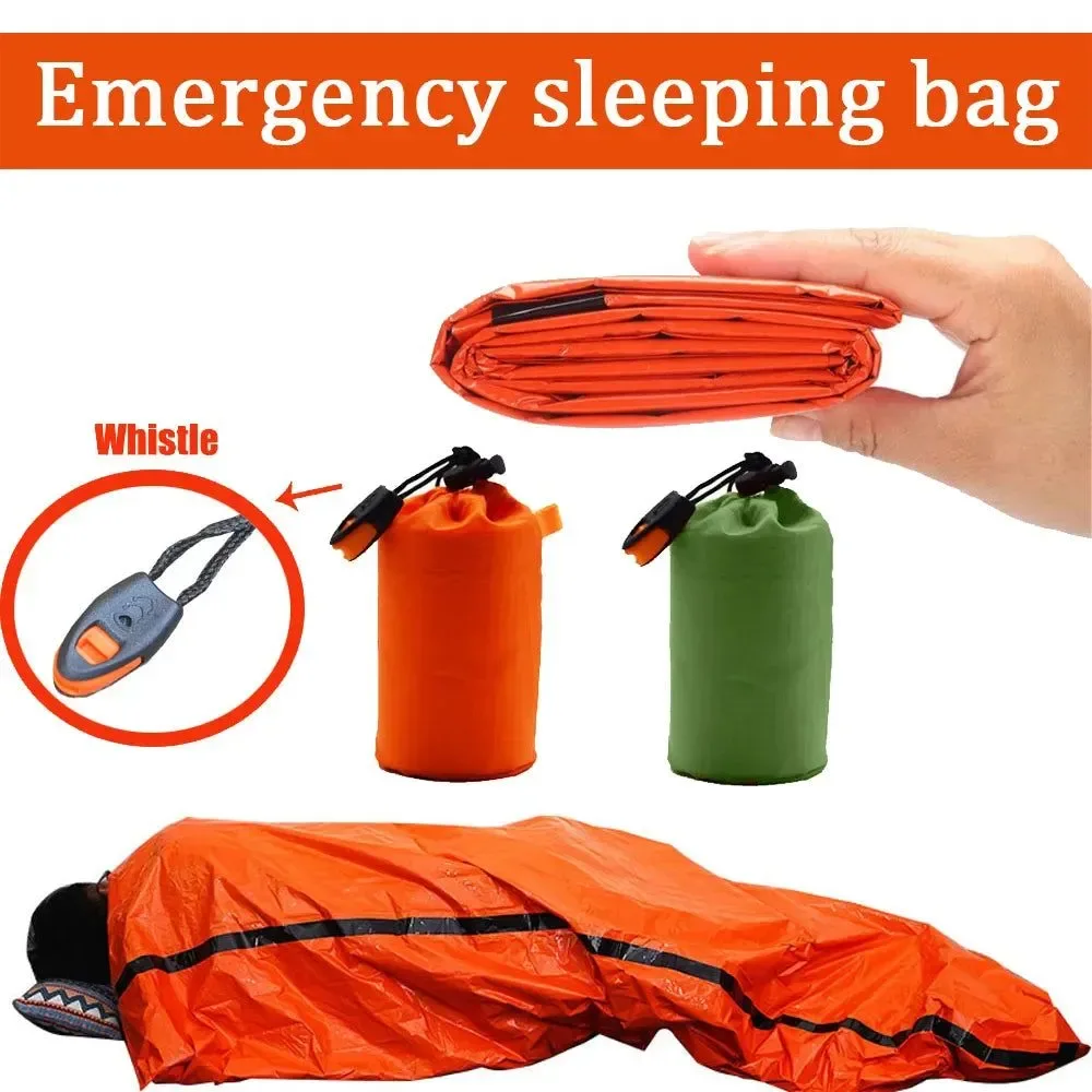 Optimized Saco de dormir portátil impermeable para emergencias saco térmico botiquín de primeros auxilios y manta de Mylar para acampar al aire libre. Saco de dormir portátil impermeable para emergencias supervivencia equipo de acampada EDC para exteriores saco térmico botiquín de primeros auxilios manta de Mylar World-Class