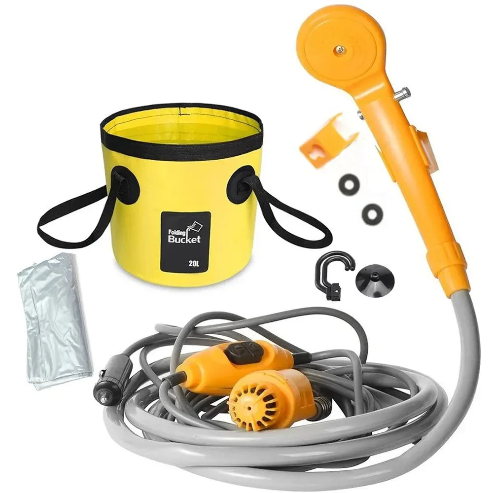 Clean Ducha portátil para acampar ducha exterior con encendedor de coche para senderismo viajes riego de plantas limpieza del coche y baño de mascotas. Easy-to-Use