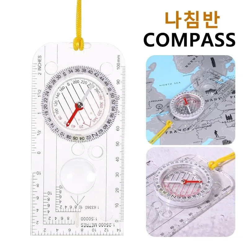 Easy-to-Use Brújula de espejo multifuncional plegable con regla de mapa herramienta compacta para senderismo y acampada Elite