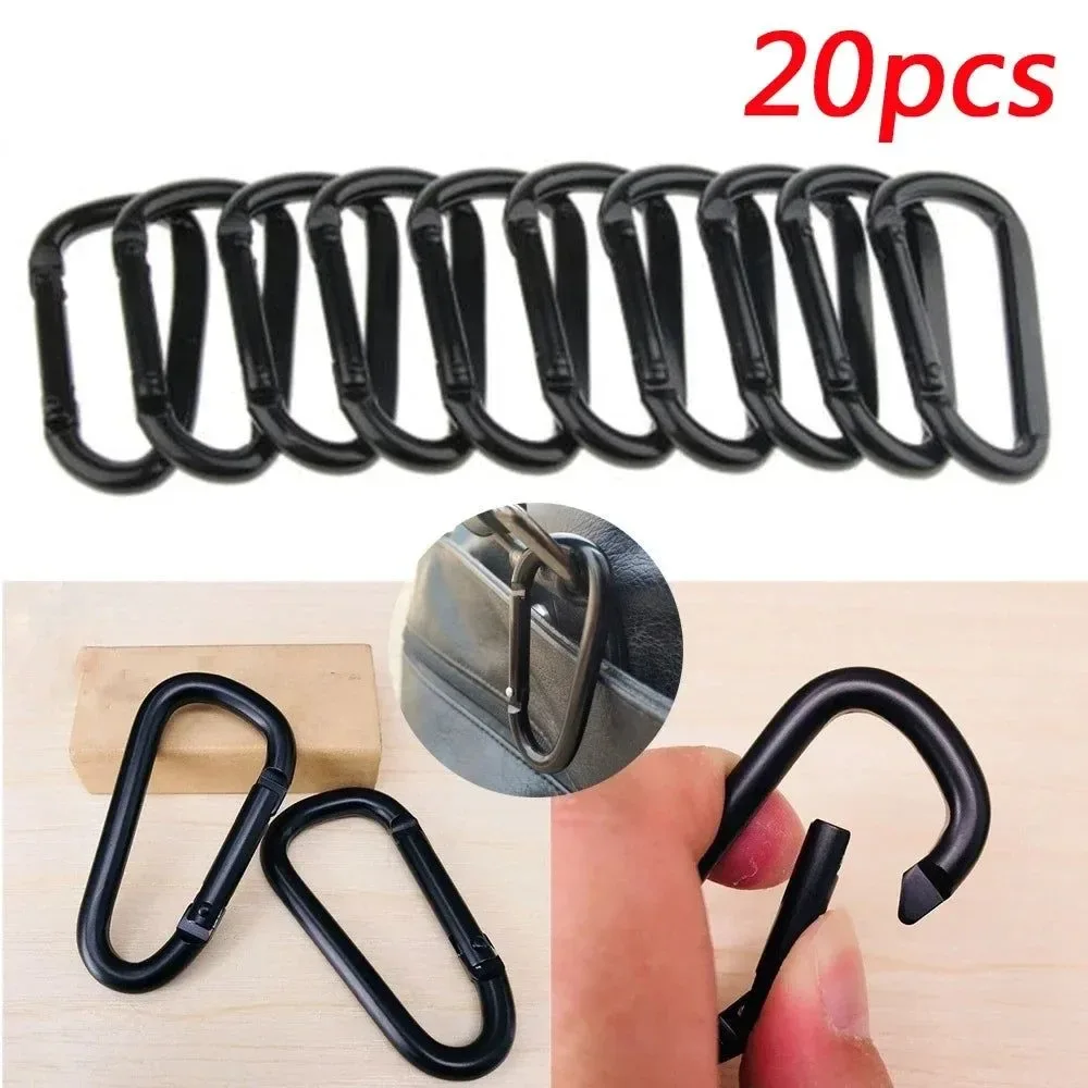Efficient Juego de 20 mosquetones negros ganchos de aleación de aluminio duraderos para acampar hacer senderismo y actividades al aire libre. Comfortable