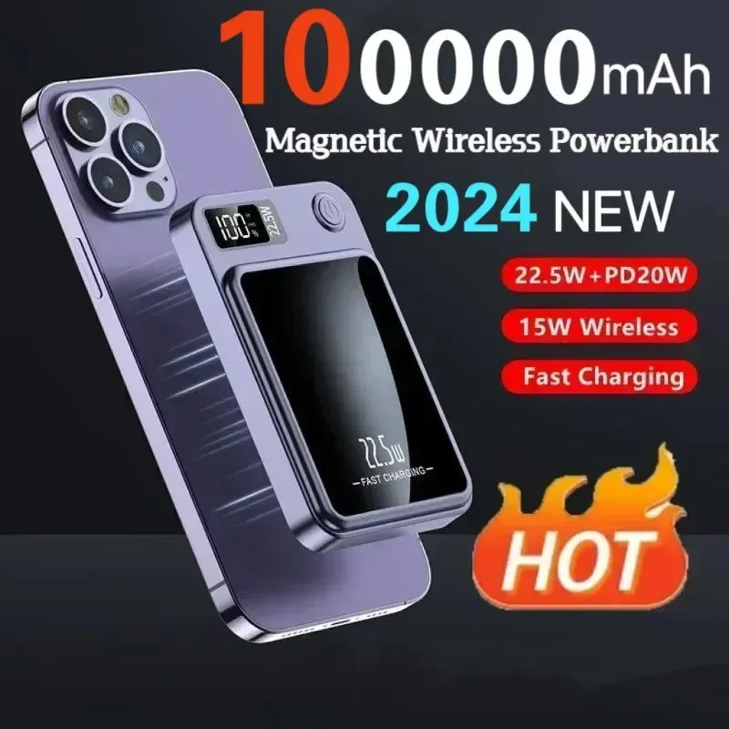 Excellent Banco de energía inalámbrico magnético Qi de 100 000 mAh – Carga rápida de 22 5 W Easy-to-Use