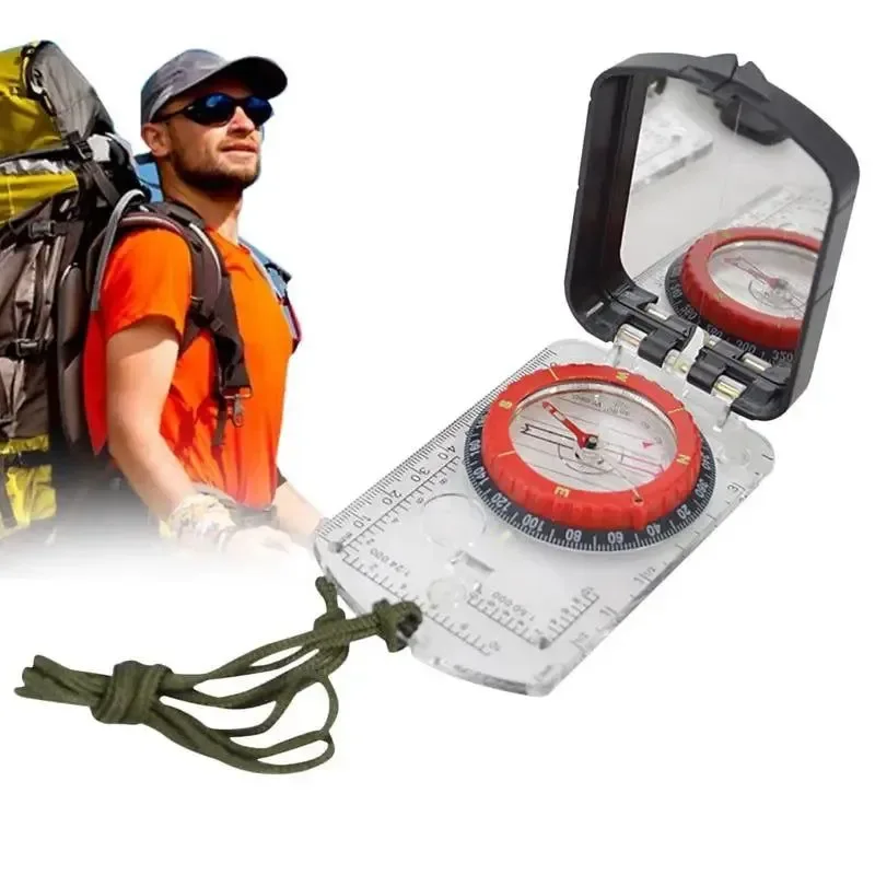 Authentic Brújula multifuncional con escala regla de mapa espejo herramienta de guía para exteriores con base acrílica para acampar y sobrevivir. Exceptional