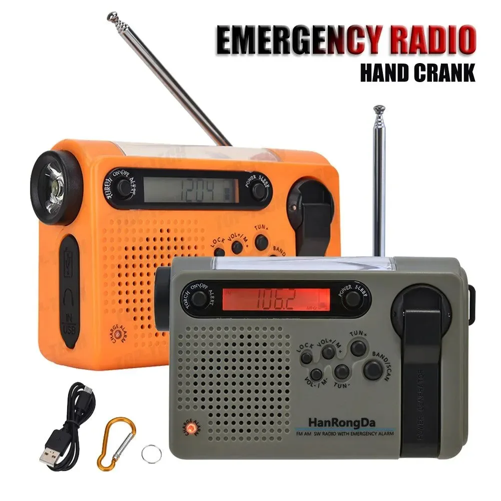 Solid Radio meteorológica solar AM FM SW multifuncional de banda completa – Linterna LED de emergencia y banco de energía para celular en exteriores Eco-Friendly