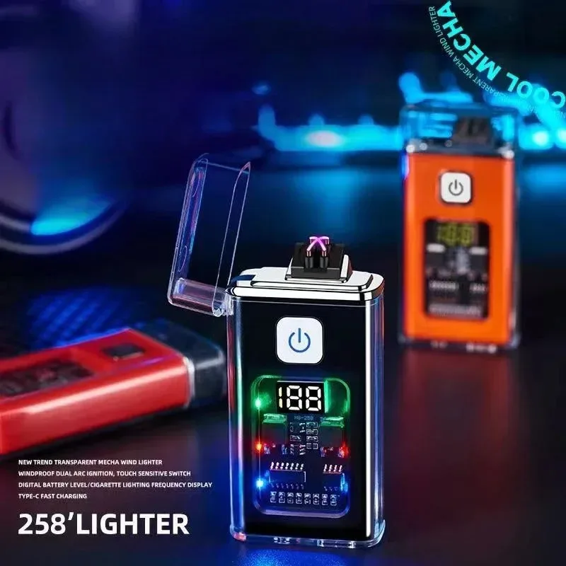 Sophisticated Encendedor eléctrico recargable por USB elegante y resistente al viento de plasma de doble arco i para hombres i para acampar al aire libre y para encender fuego. Efficient