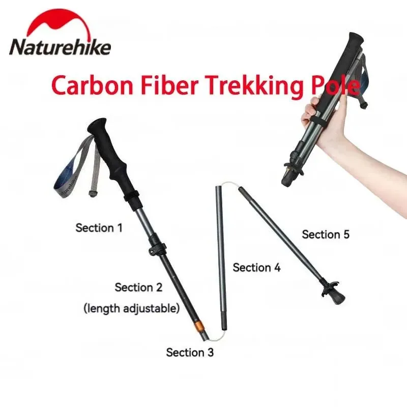 Soft Bastón de trekking plegable de 5 secciones bastón ultraligero de fibra de carbono y aleación de aluminio para senderismo y escalada. Dependable