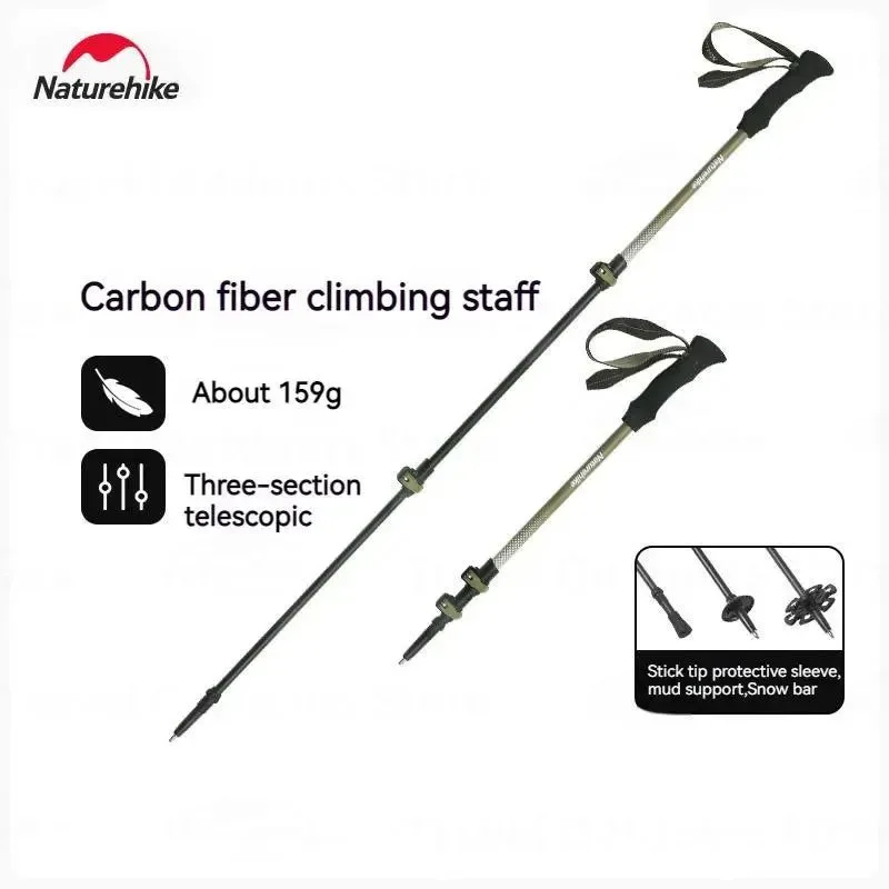 Selected Bastón telescópico ultraligero de fibra de carbono 3K para senderismo bastón de trekking de 3 secciones para escalada al aire libre Professional