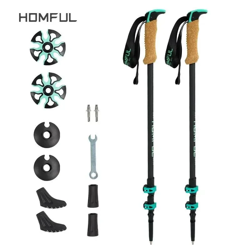 Fine Crafted Bastones de trekking plegables de fibra de carbono bastones telescópicos ligeros para caminar hacer senderismo y escalar. Ventajas Safe