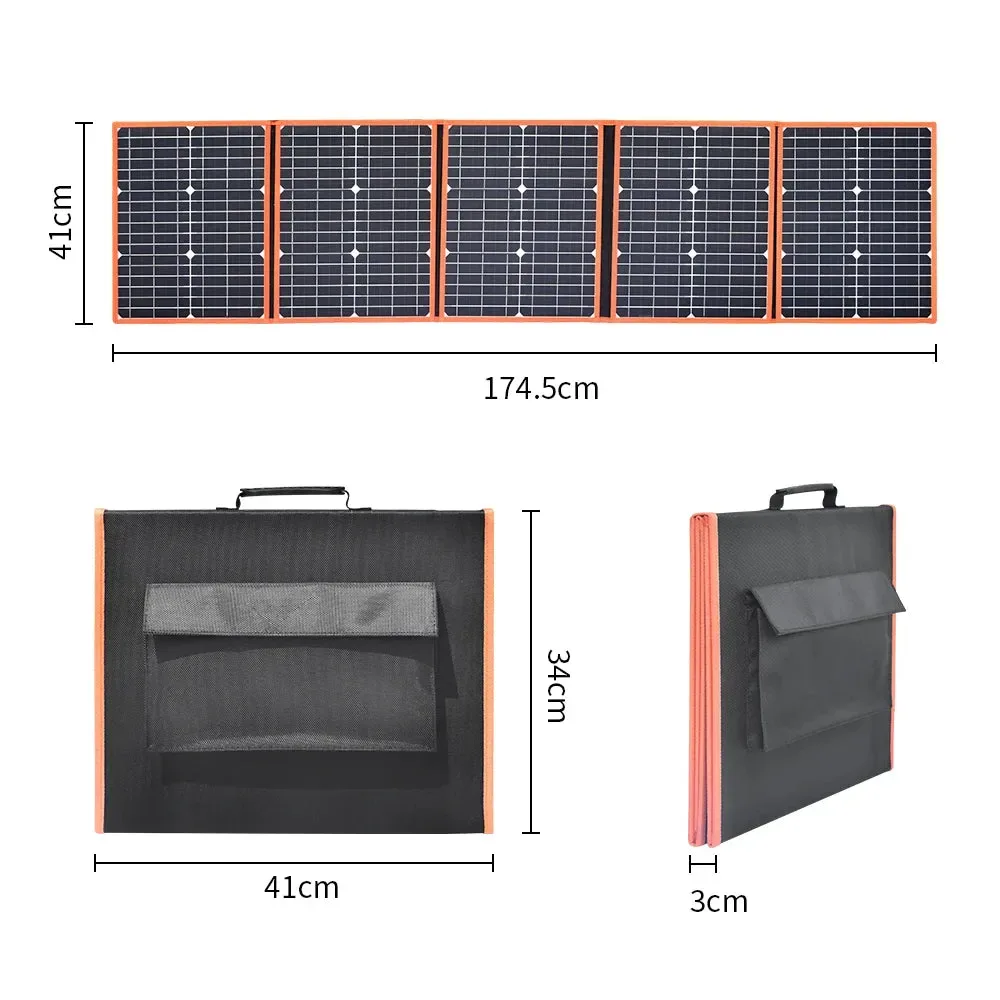 Sustainable Panel solar plegable de 30 W 50 W 60 W 80 W 100 W 150 W y 200 W portátil para senderismo con cargador de batería de 12 V. Reusable