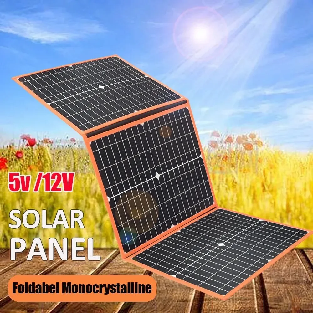 Natural Panel solar plegable cargador solar portátil estación de energía de batería de 12 V banco de energía USB de 5 V para teléfono móvil portátil caravana senderismo 60 W Outstanding