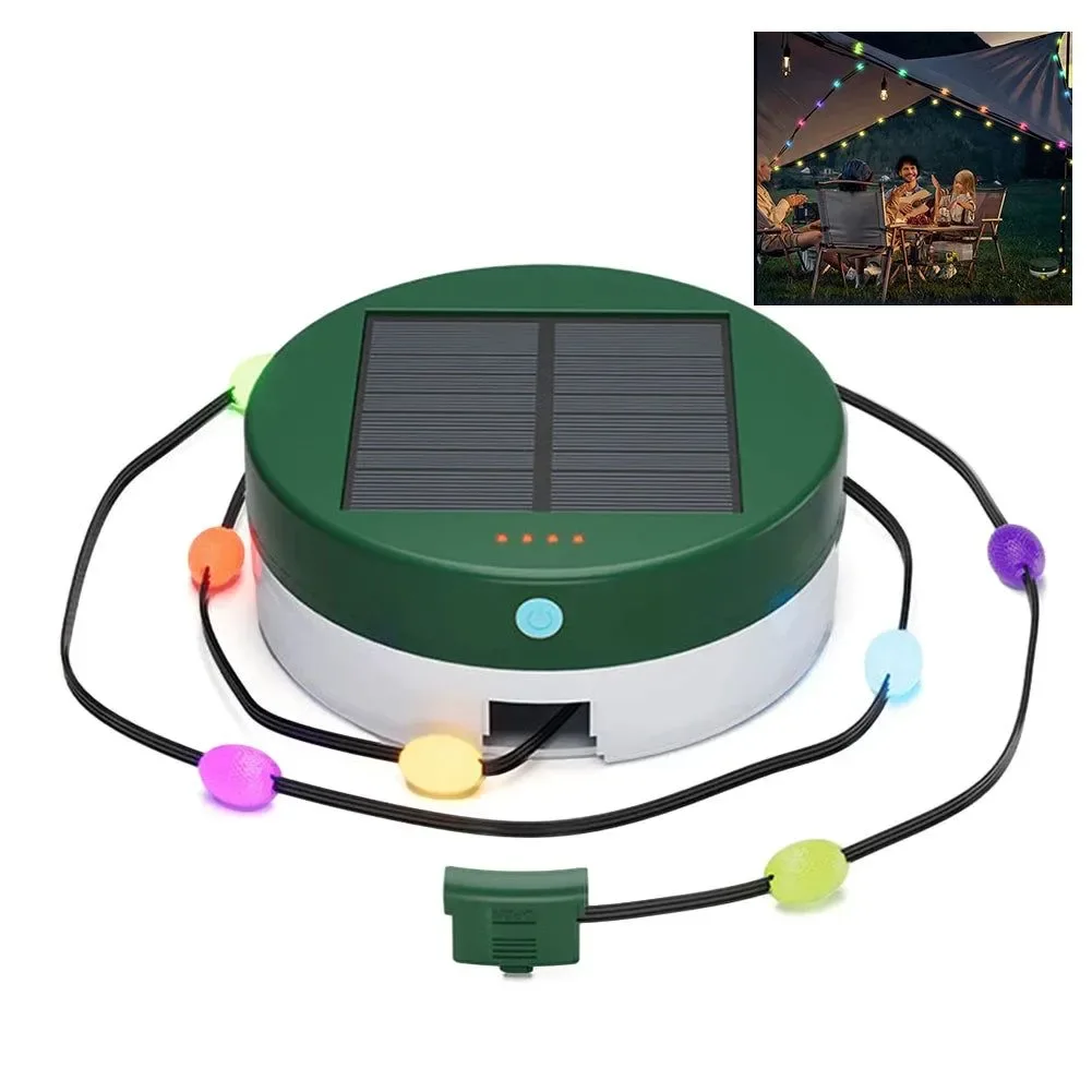 Relaxed Guirnalda de luces RGB solares para camping cargador portátil con control inteligente por aplicación para jardín al aire libre. Luxury