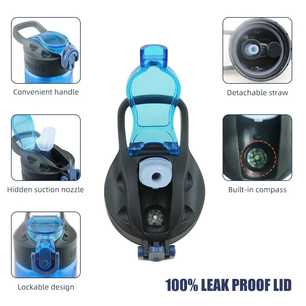 Advanced Botella de agua Tritan con filtro de agua y tapa con cerradura. Libre de BPA para viajes senderismo camping y emergencias. Reliable