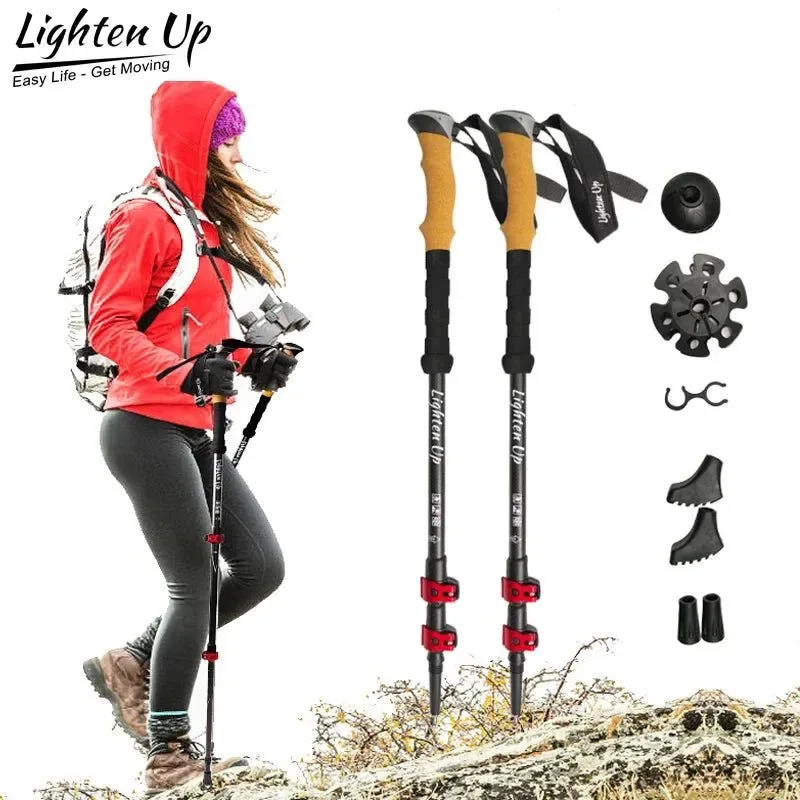 Versatile Bastones de trekking de fibra de carbono . de aleación de aluminio bastones de trekking de bloqueo rápido para marcha nórdica y escalada First-Class