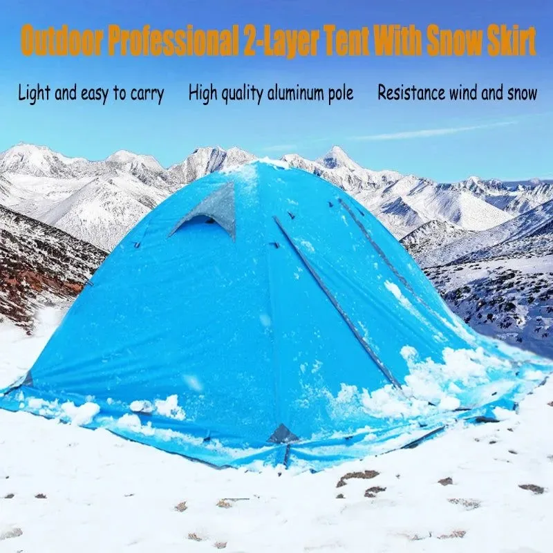 Fine Crafted Tienda de campaña ultraligera portátil para 2 a 4 personas doble capa refugio para 4 estaciones con faldón para nieve Secure