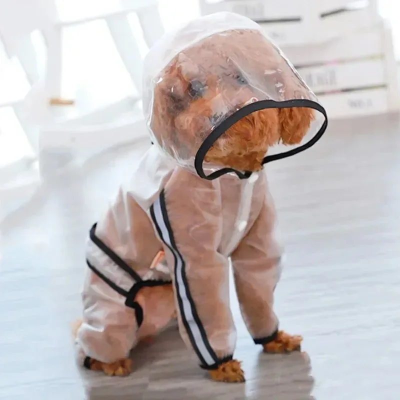 Elite Impermeable transparente con capucha para perros – Chaqueta cortavientos para mascotas de cuatro patas Durable