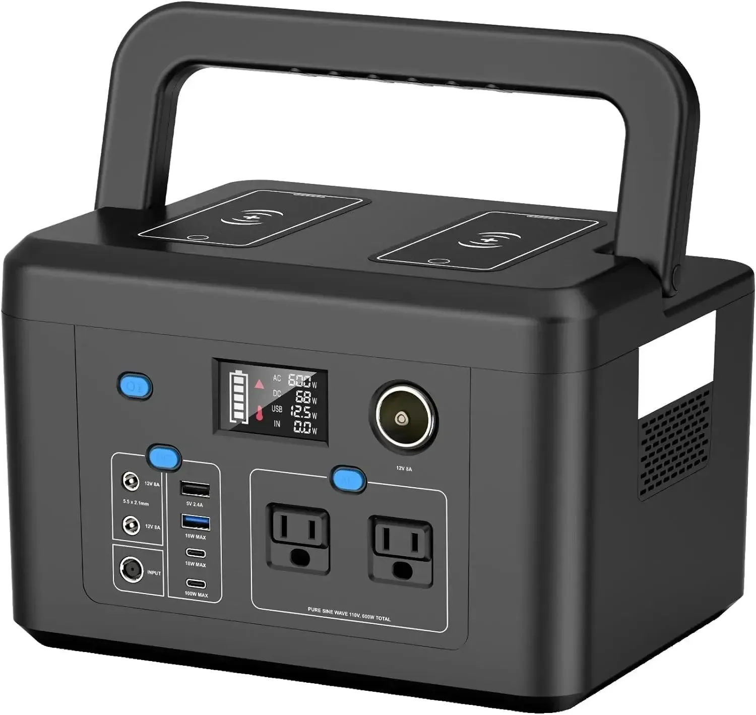 User-Friendly Estación de energía portátil con tomas de CA de onda sinusoidal pura USB-C y carga inalámbrica – Generador solar Acerca de este artículo Smart