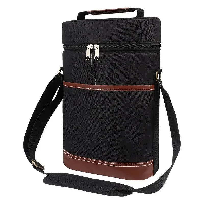 High-End Bolsa térmica suave para transportar dos botellas de vino Bolsa de viaje de 750 ml para picnics y fiestas al aire libre Verified