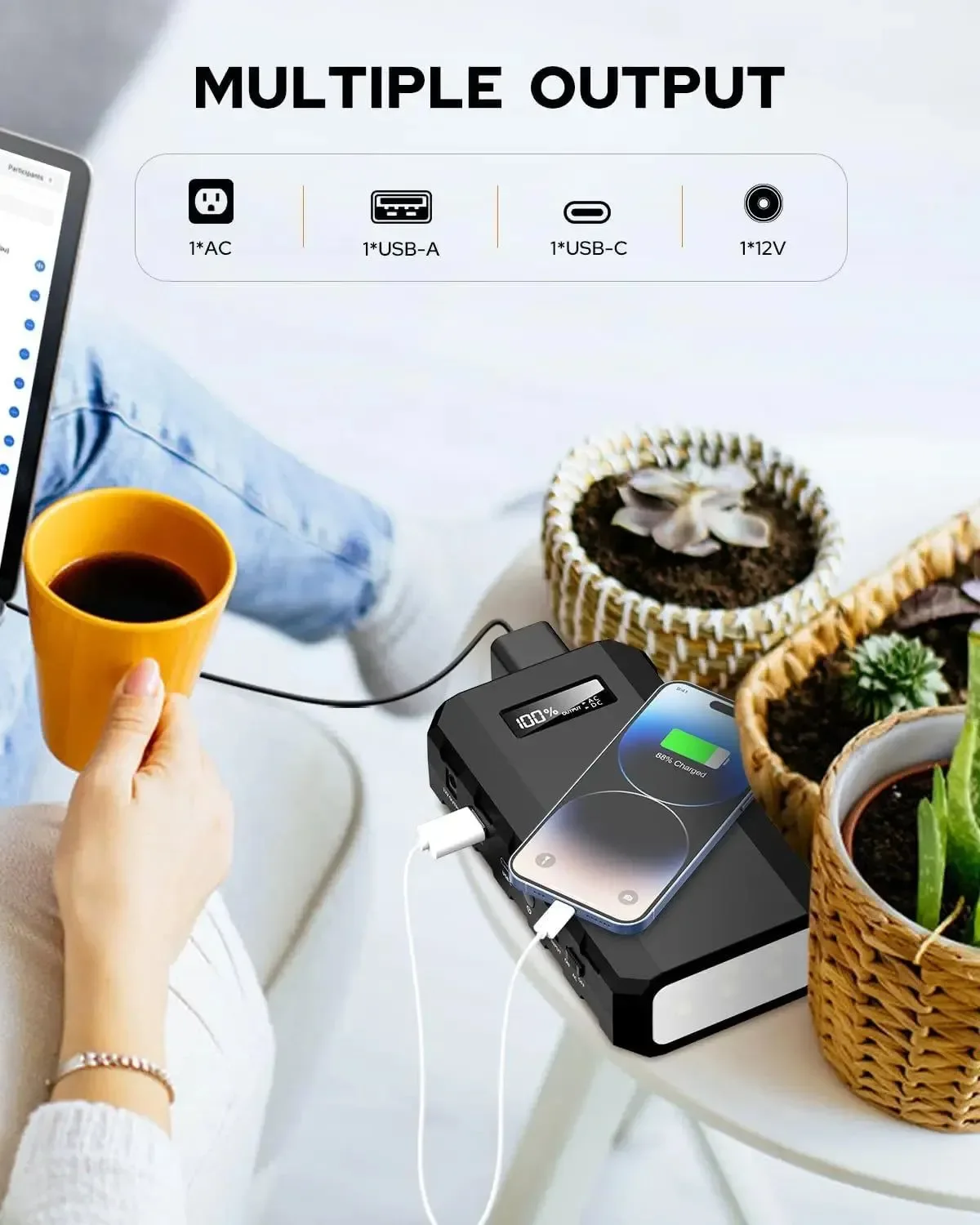 Fine Crafted Estación de energía portátil de 65 W con toma de CA – Generador solar de 88 8 Wh 24 000 mAh para camping y viajes High-Quality