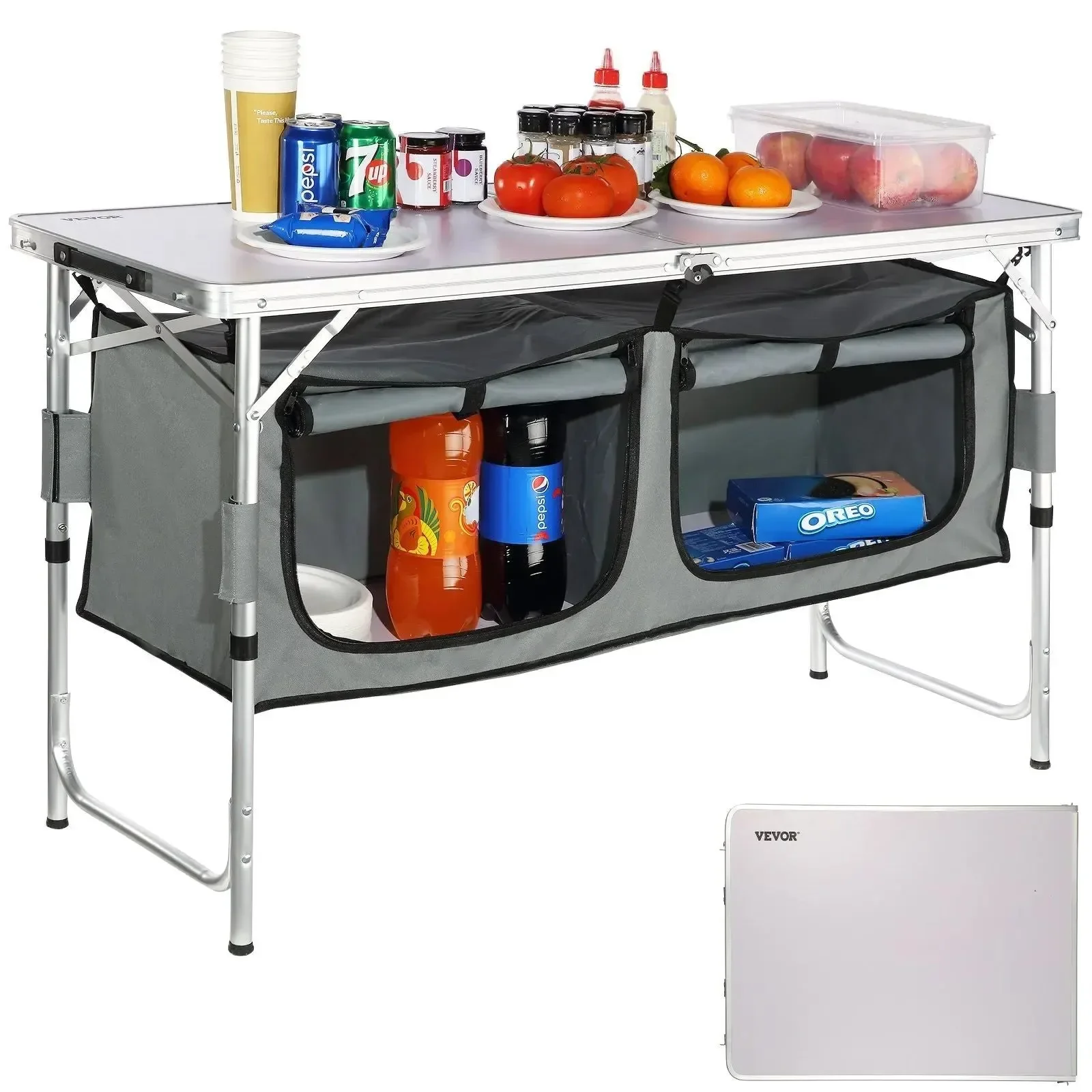 Flexible Mesa de cocina de camping de altura ajustable mesa plegable portátil con bolsa de transporte para cocinar al aire libre Comfortable