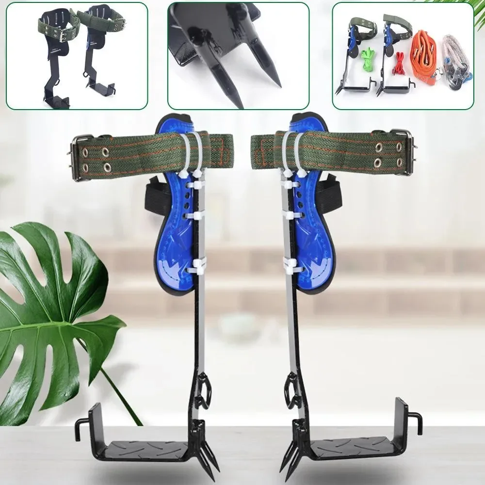 Reliable Kit profesional para trepar árboles púas de acero arnés de seguridad y cuerda capacidad de 100 kg Green