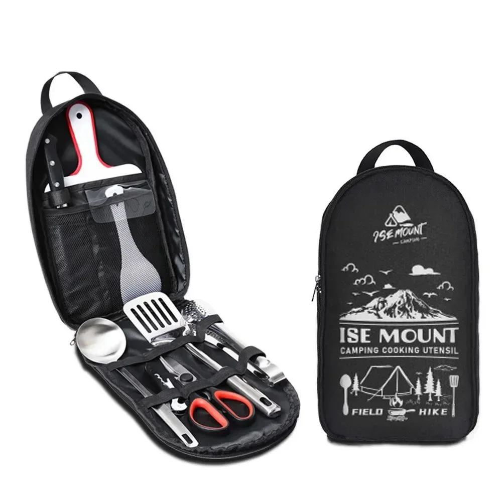 Efficient 9-Piece Stainless Steel Camping Utensil Set for Outdoor Cooking Picnics Authentic