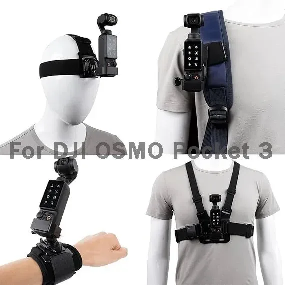 Pure Accessories Kit for DJI Osmo Pocket 3 – Quick Release Head Strap Chest Harness Backpack Clip Wrist Mount Set Long-Lasting
