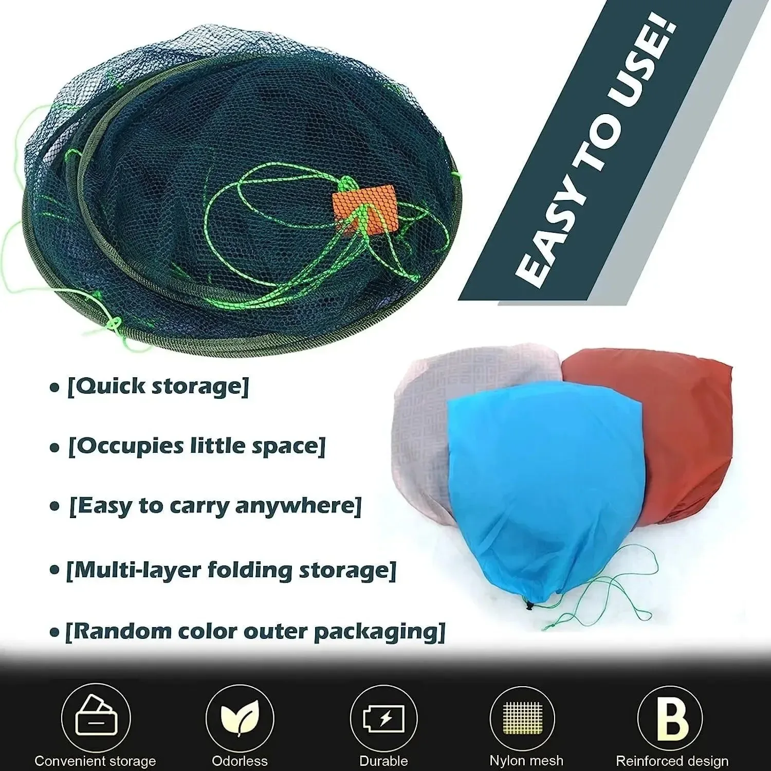 Fashionable Foldable Drop Fishing Net – Crayfish Shrimp Crab Catcher Landing Net for Pier Harbour Pond Fishing Healthy
