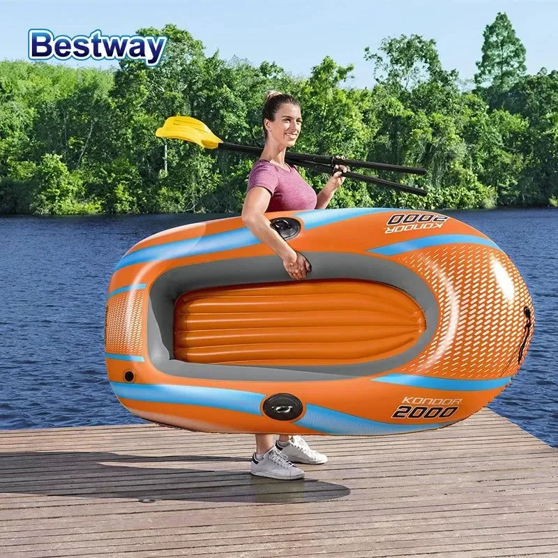 Certified Heavy-Duty Inflatable Kayak for 1-3 Persons PVC Rafting Boat for Thrilling Water Adventures Relaxed