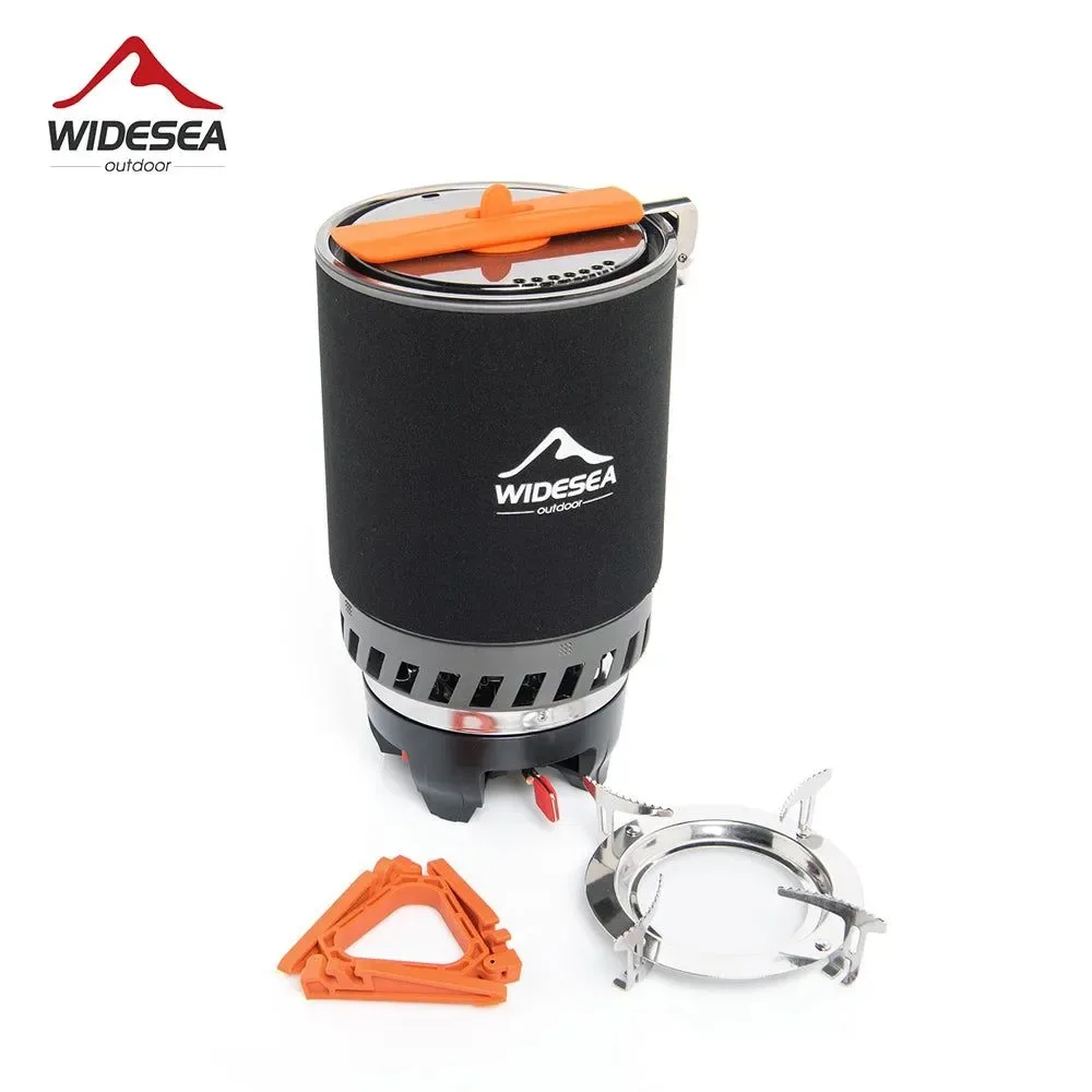 Minimalist Camping Cooking System with Heat Exchanger – Complete Outdoor Pot Set Gas Stove Eco-Friendly