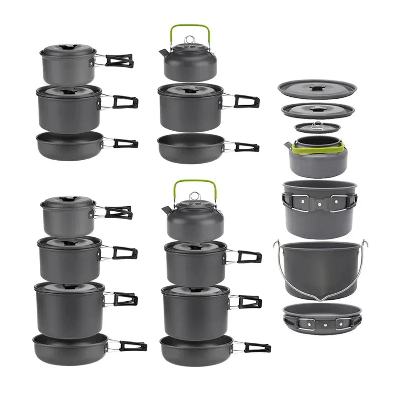 Contemporary Camping Cookware Set for 1–7 Persons – Lightweight Portable Pot Pan Set with Carry Bag Quality