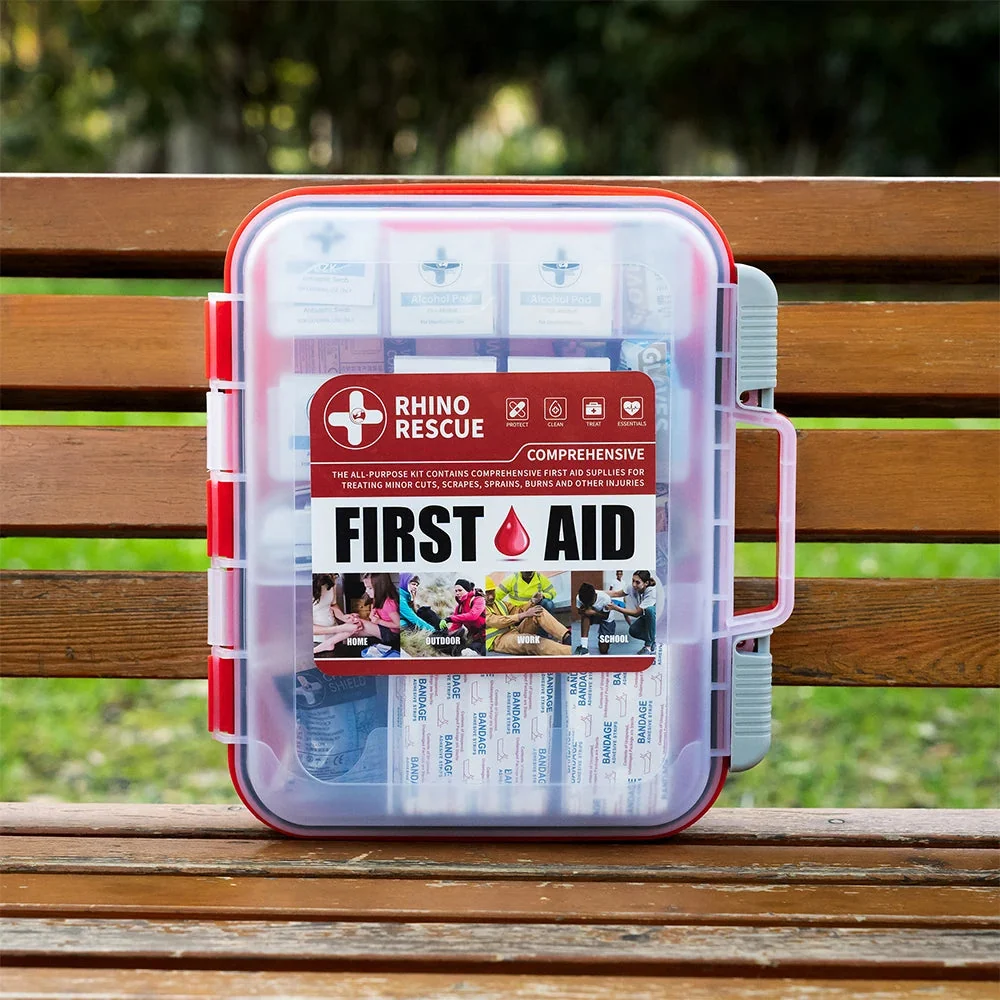 Solid RHINO RESCUE 350-Piece First Aid Kit – OSHA-Compliant Professional Medical Kit for Home Office Emergency Use High-Quality