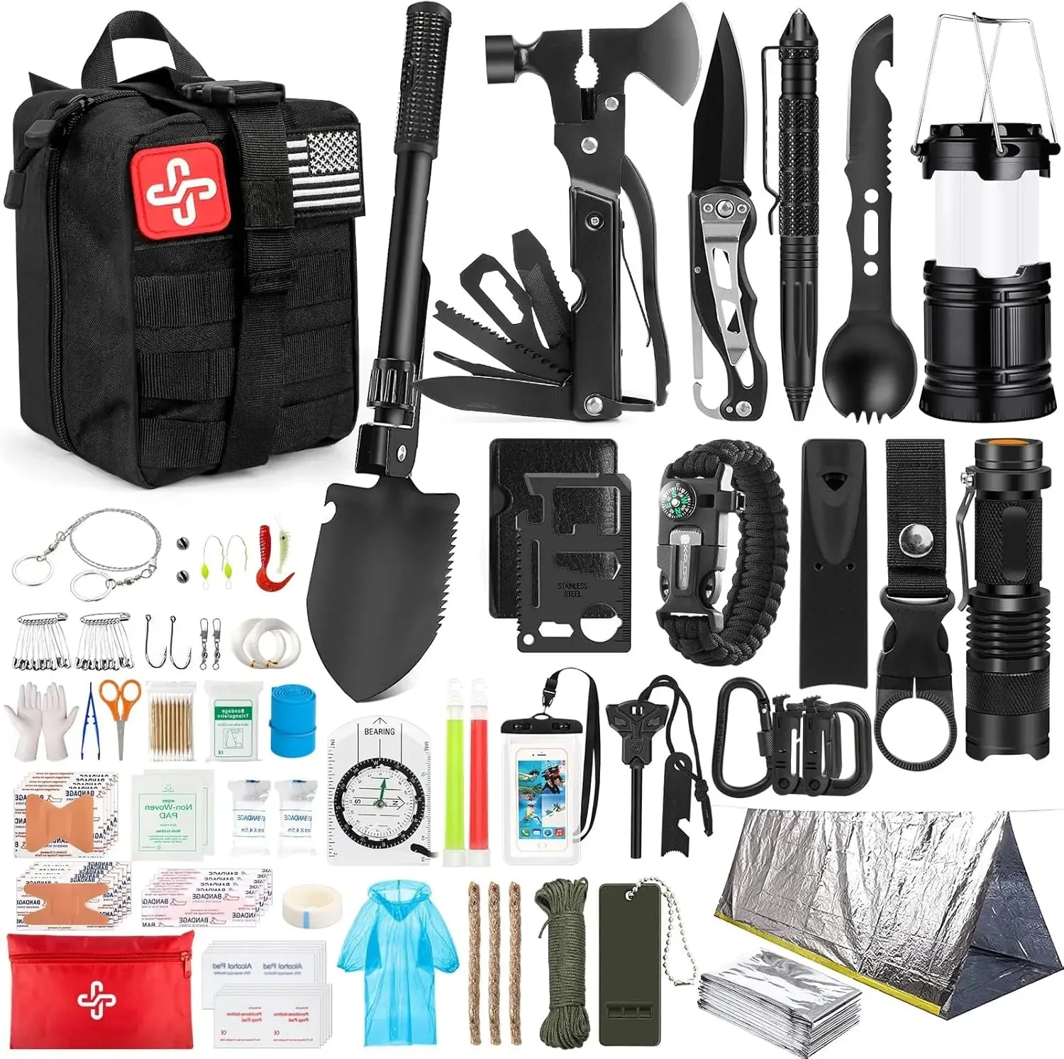 Casual 250-Piece Emergency Survival First Aid Kit – Comprehensive Outdoor Medical Kit for Camping Hiking Disaster Preparedness Organic