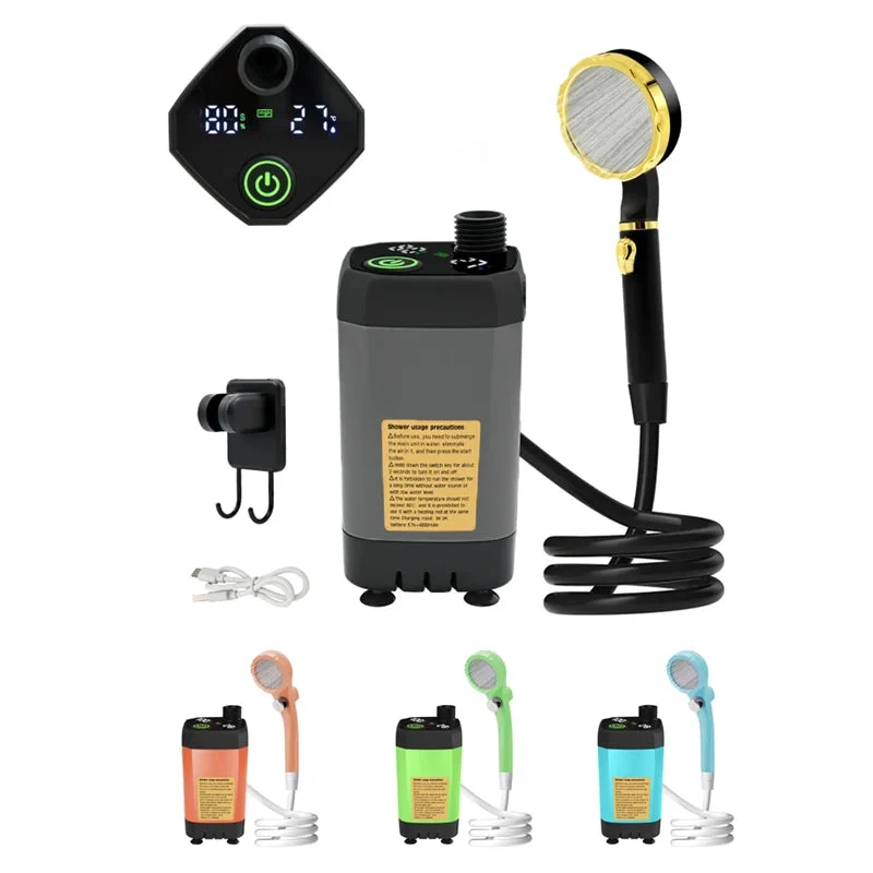 Durable 6000mAh Portable Camping Shower Pump Digital Display Efficient