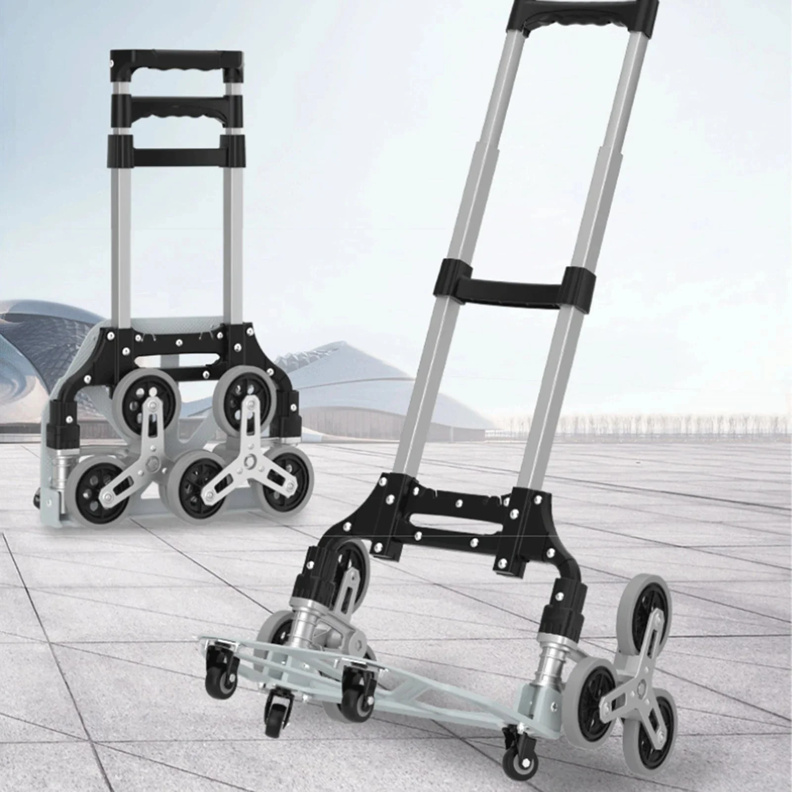Durable Portable Folding Trolley Cart – Aluminum Alloy Stair-Climbing Cargo Cart with Wheels Portable Folding Trolley Cart – Aluminum Alloy Stair-Climbing Cargo Cart with Wheels Prestigious