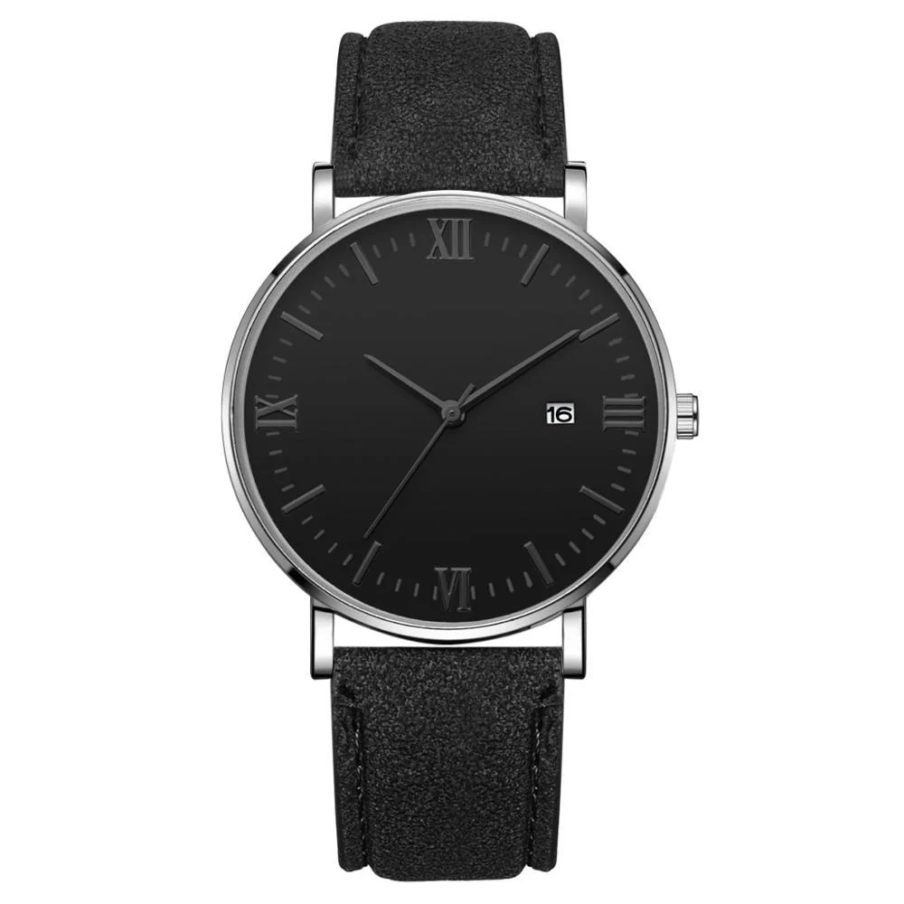 Dependable Flavio Classic Elegant Watch with Black Dial and Leather Belt Luxury